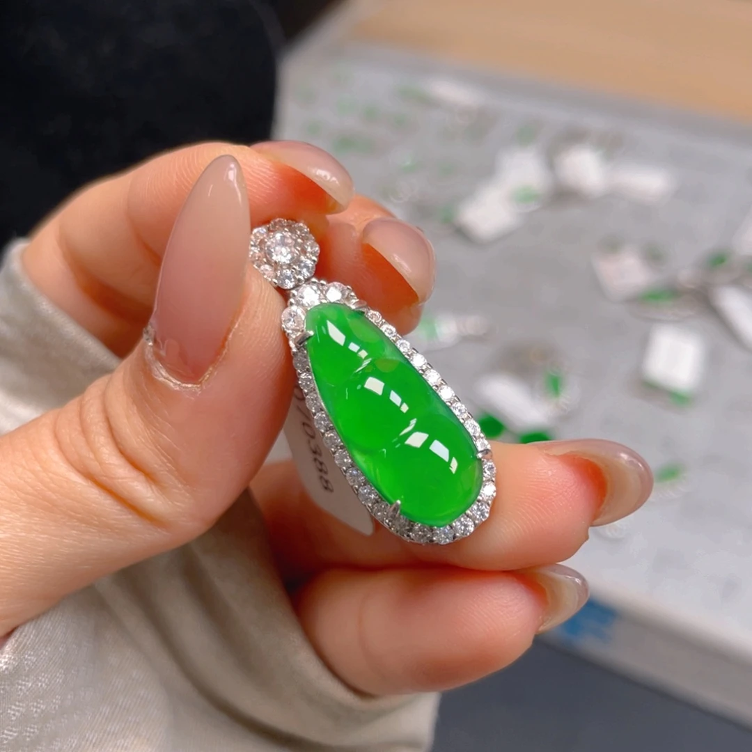 翡翠银S925镶嵌挂件