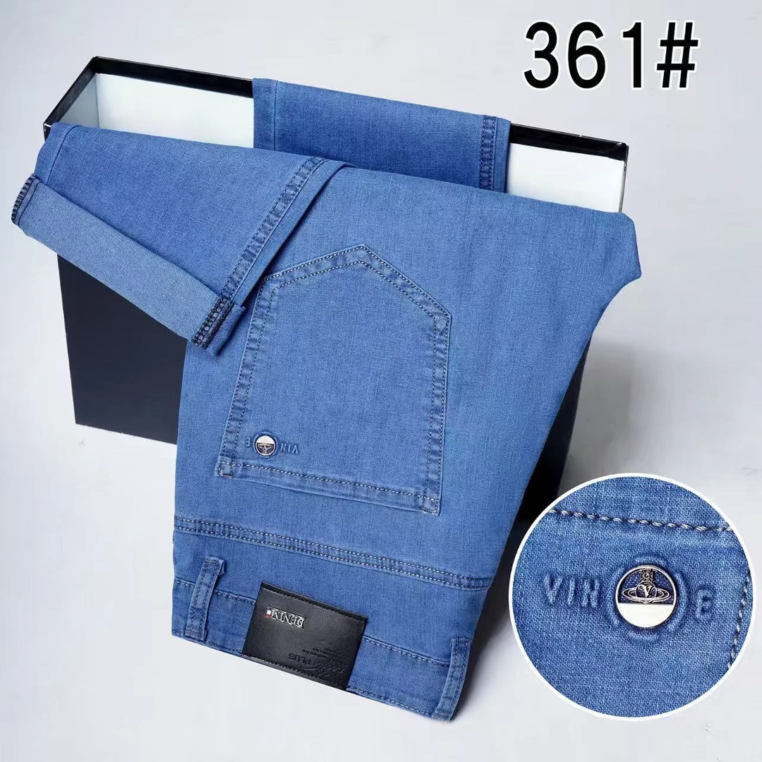 2025【春夏薄款】百搭男士牛仔裤重工水洗宽松直筒商务休闲通用直脚