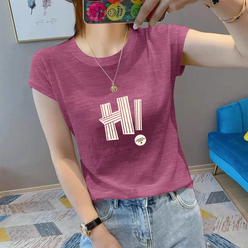 凉爽竹节棉女夏短袖T恤2025新款时尚冰丝减龄透气半袖上衣百搭