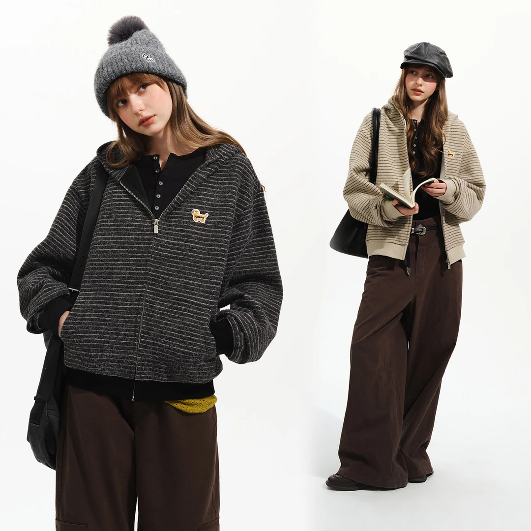 PSO Brand男装女装双十一针织条纹连帽开衫重磅卫衣外套PWY139