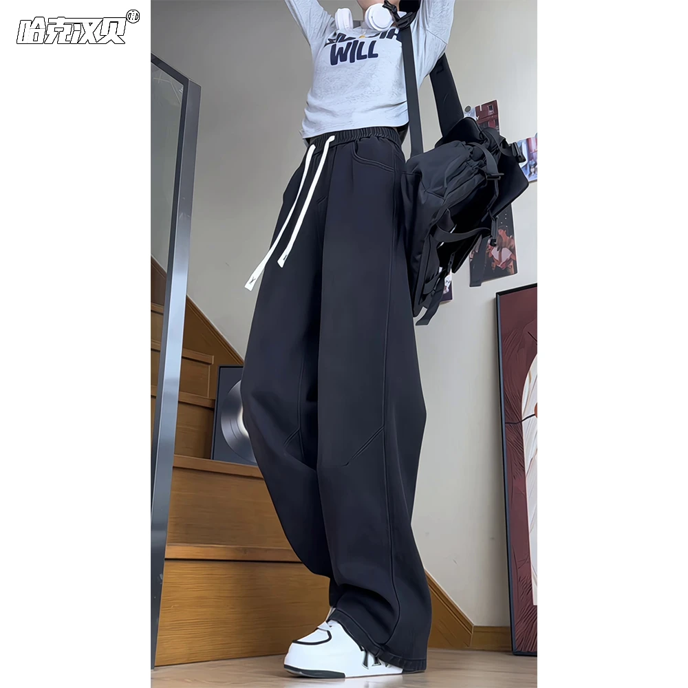 美式水洗磨白牛仔裤男女同款秋季渐变宽松休闲长裤cleanfit直筒裤