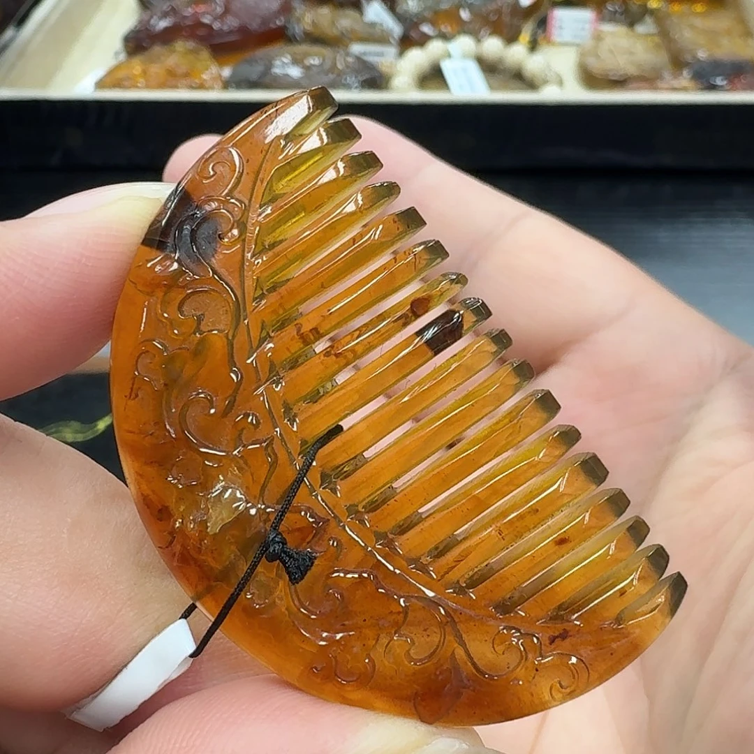 未镶嵌琥珀珠宝奇石梳子