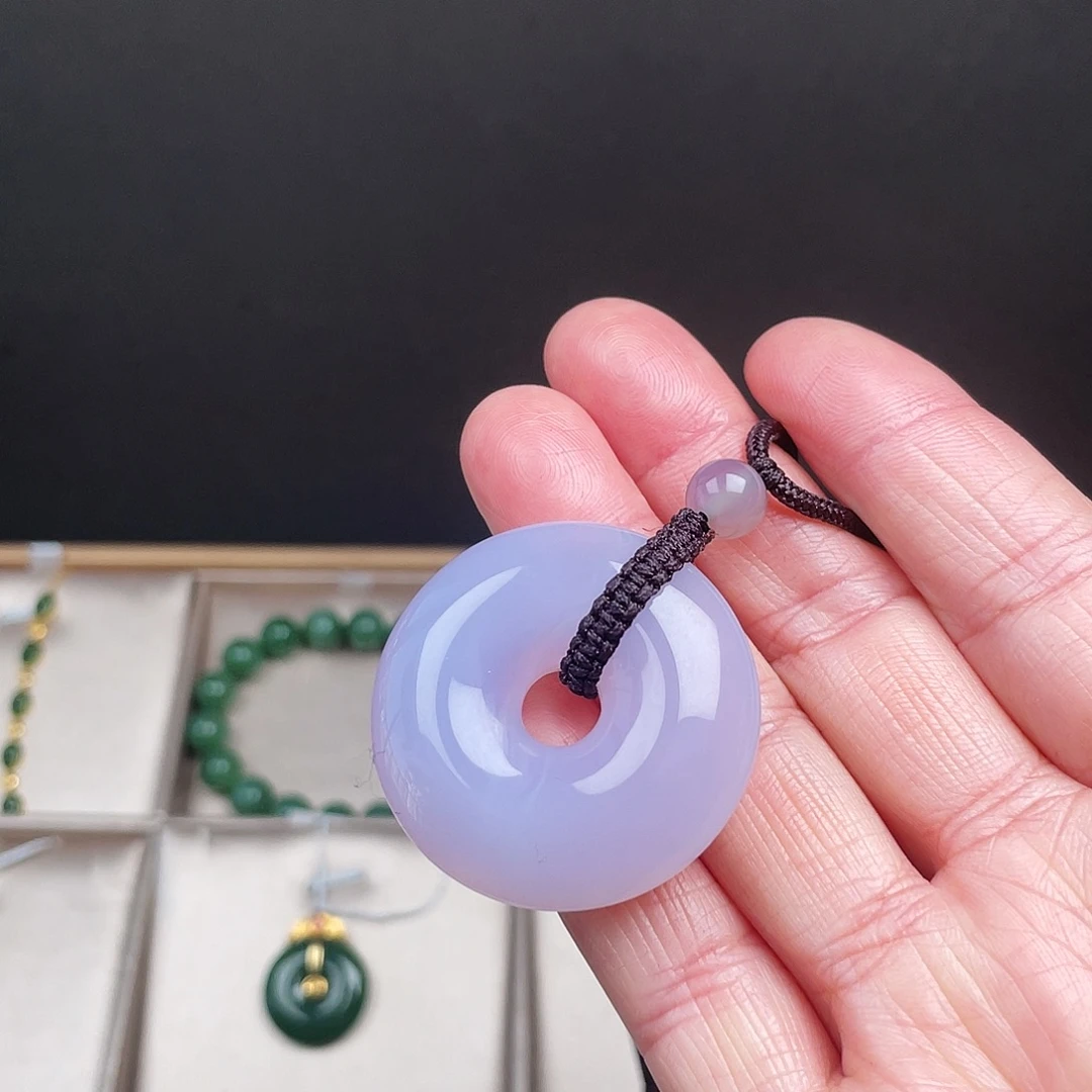 玛瑙/玉髓未镶嵌颈饰紫罗兰玛瑙平安扣