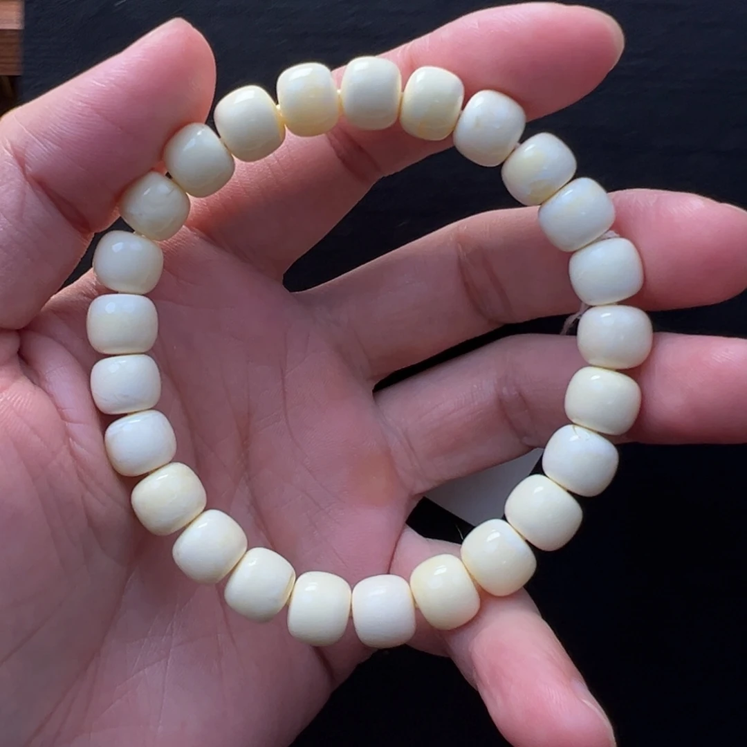 未镶嵌琥珀裸石浓白蜡老型手串9mm