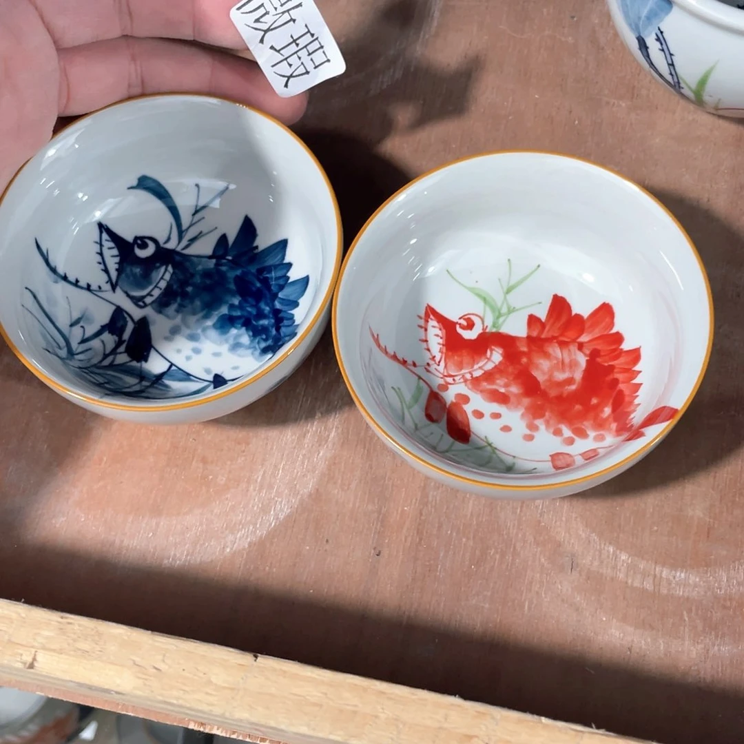 釉下手绘茶具微瑕