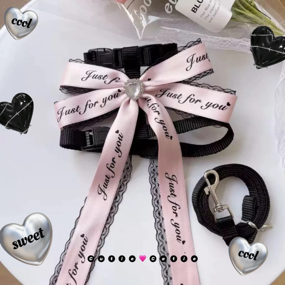 猫咪牵引绳外出防挣脱遛猫绳胸背带透气狗狗牵引绳小猫伴娘陪嫁服