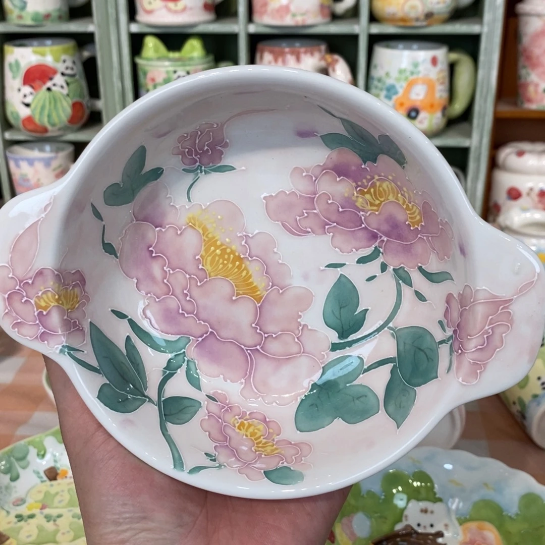 瓷片牡丹花碗福利价