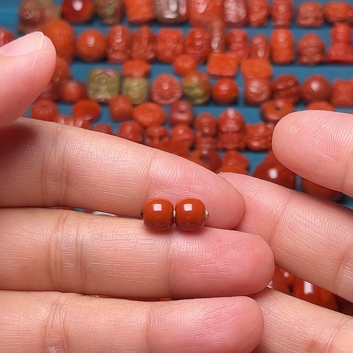南红玛瑙配饰未镶嵌老型对珠7.2mm