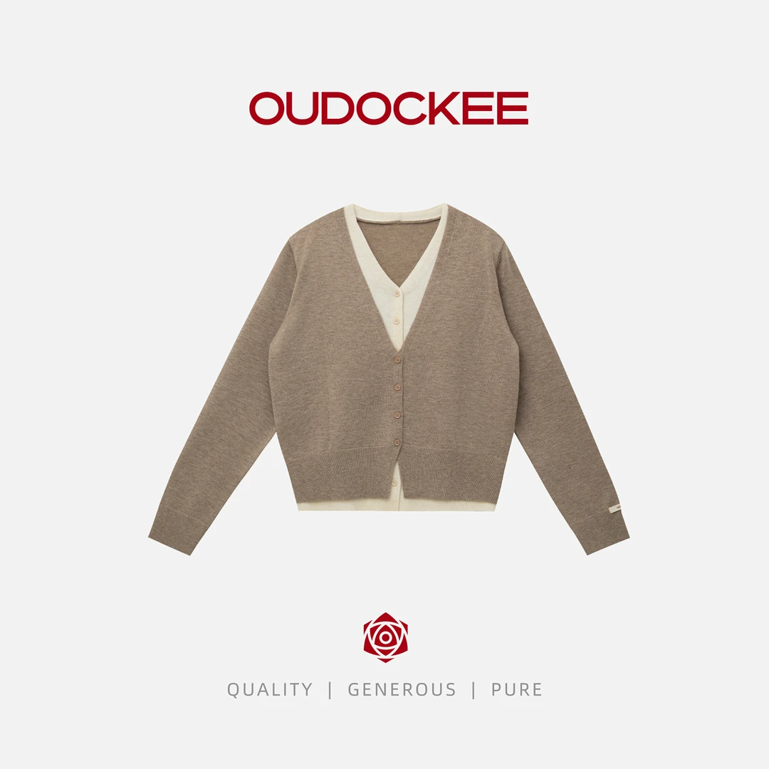 OUDOCKEE 鸥鸥【王妃】韩系撞色时髦假两件套头针织衫 MACAB879T