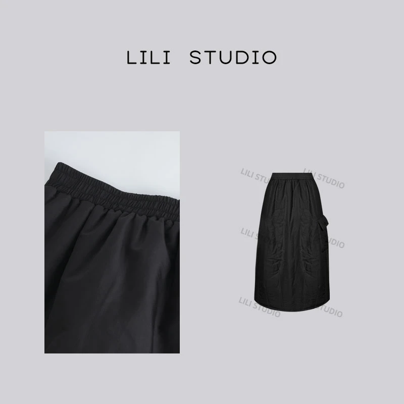 「街拍艺术家」不理理秋冬新款女装宽松加厚保暖松紧腰半身裙