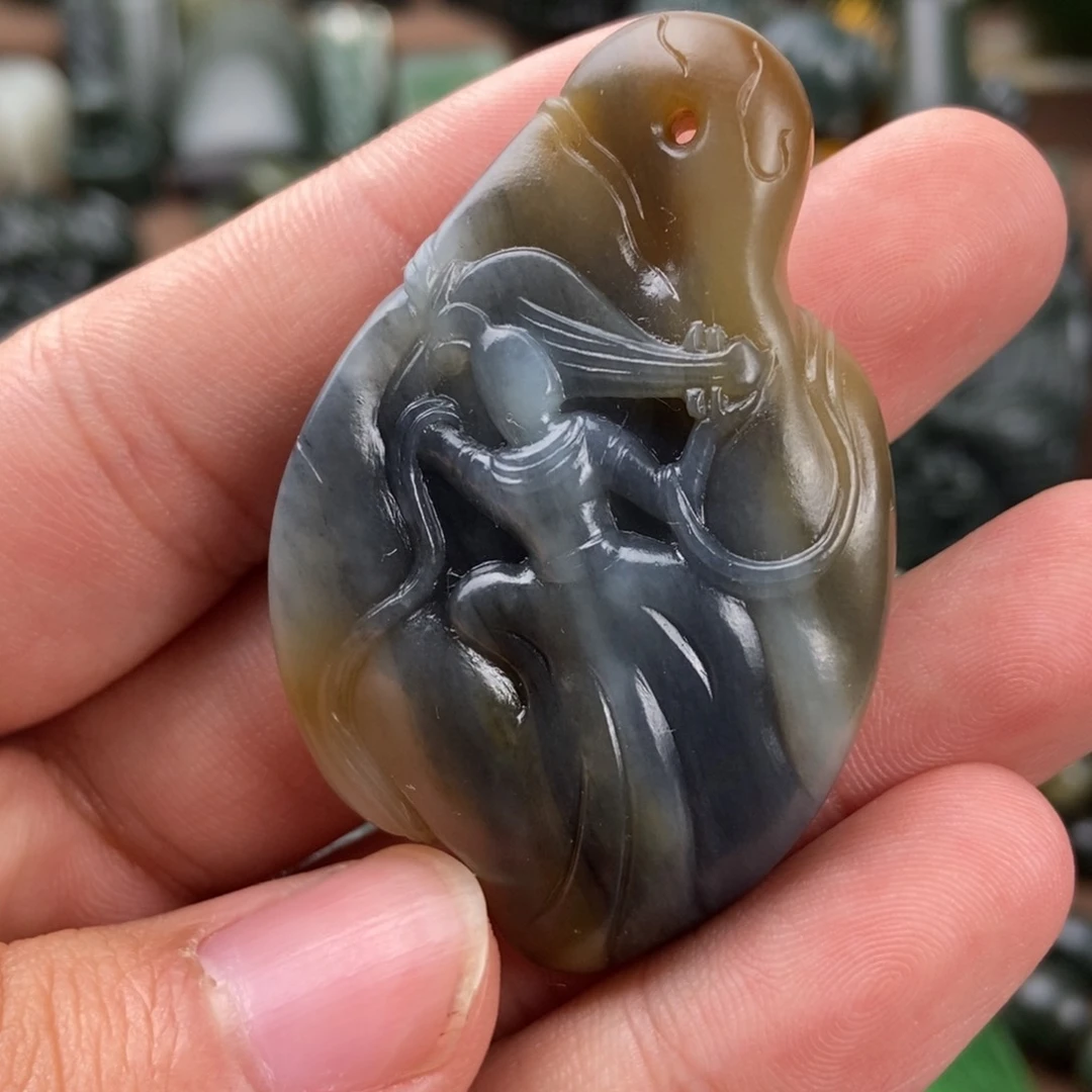 和田玉挂件未镶嵌楼兰三色