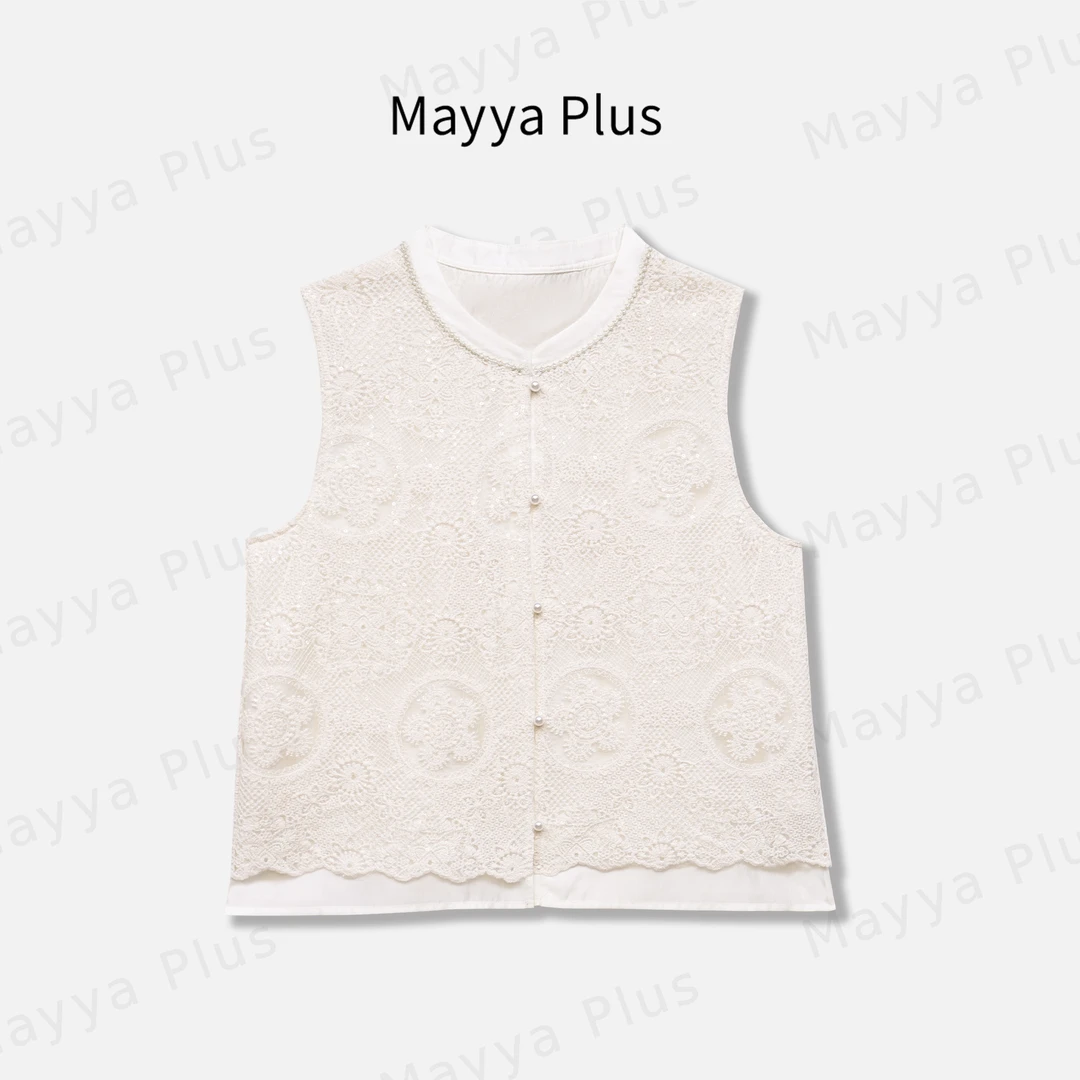 【素锦台】Mayya Plus麦芽定制蕾丝花边马甲坎肩夏无袖上衣32527182