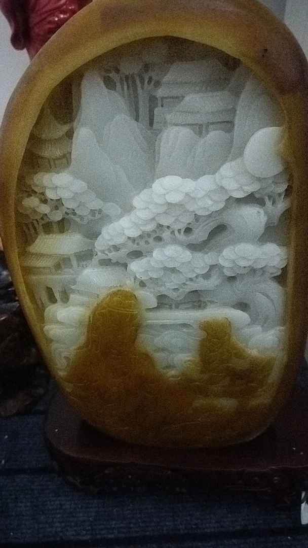 和田玉的摆件，手工雕刻观音工艺精雕白色