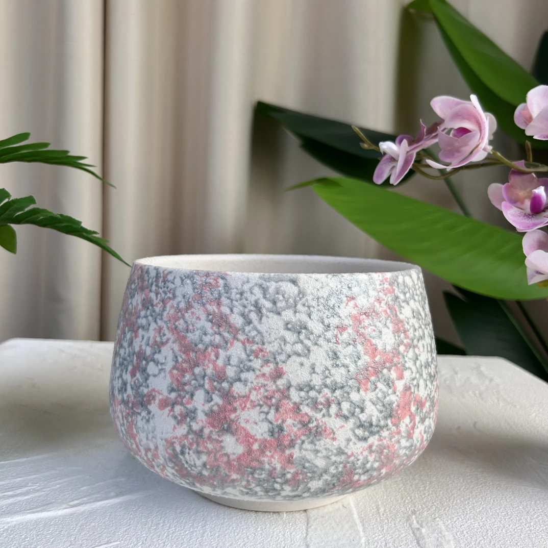 C213口17高13手工沙釉透气花盆适合蝴蝶兰多肉老桩等绿植花卉