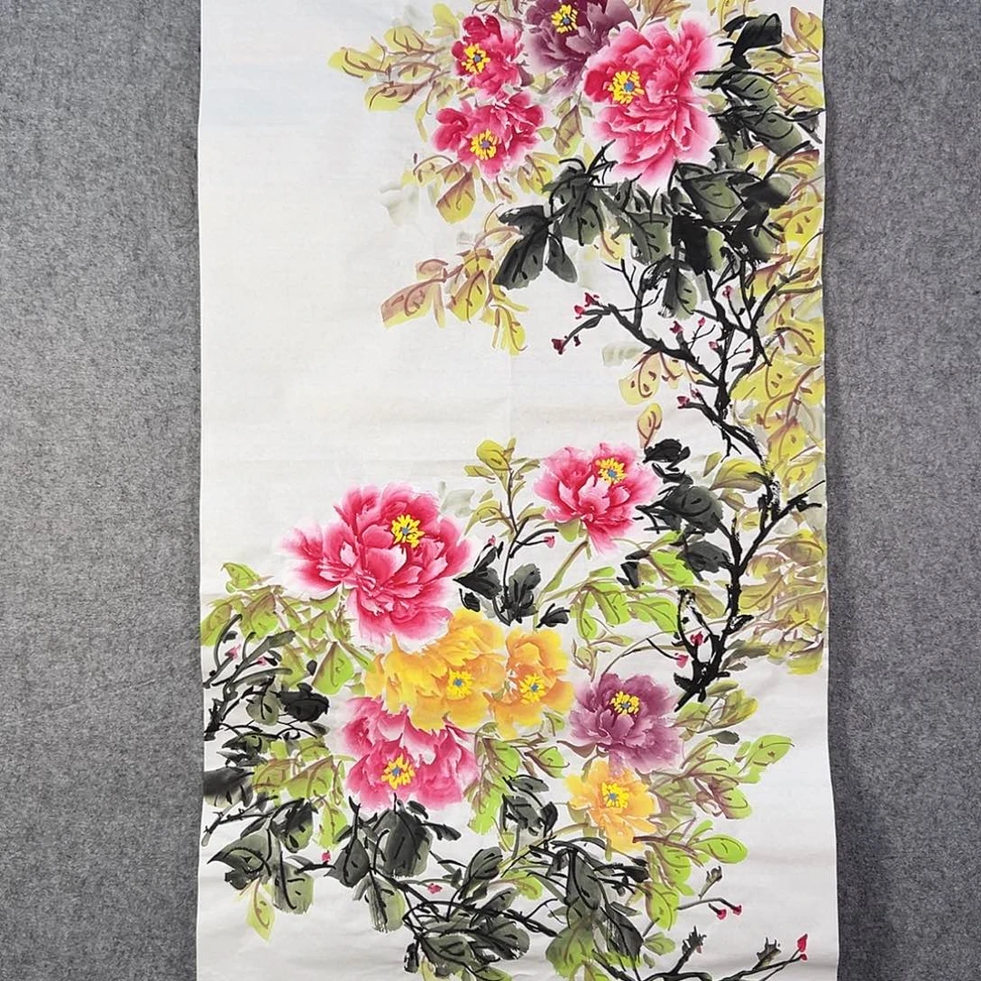 国画018 花鸟在树丛的顶端鸣叫叫声响