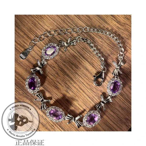 M0423 意 ✪【晶卦星盘】Astro Divination S925银手链﹝6×4﹞ 紫水晶