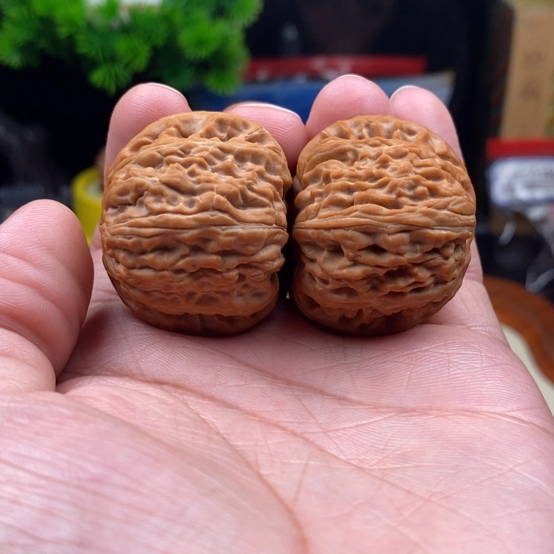 把件文玩核桃球白38精对