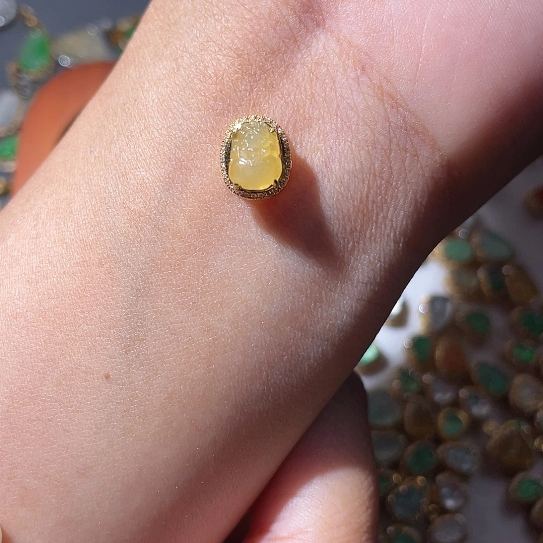 吊坠(不含链)18K金镶嵌翡翠