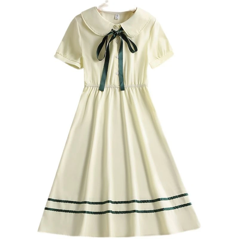 中小学生女孩洋气学院裙子女童夏季新款时髦休闲风连衣裙短袖夏装