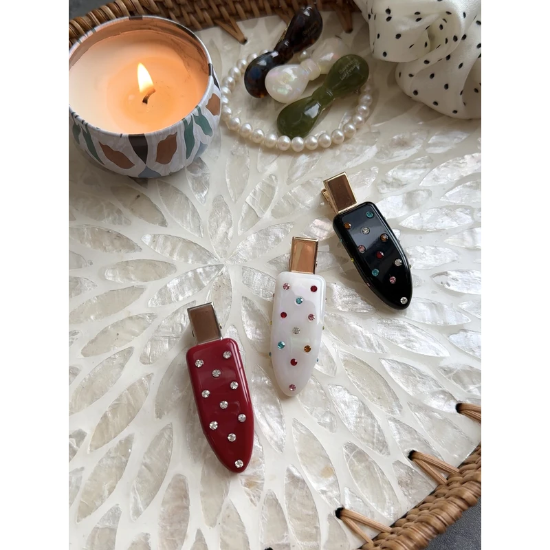 明星同款！醋酸彩钻无痕发夹发卡鸭嘴夹无痕夹质感刘海夹发饰