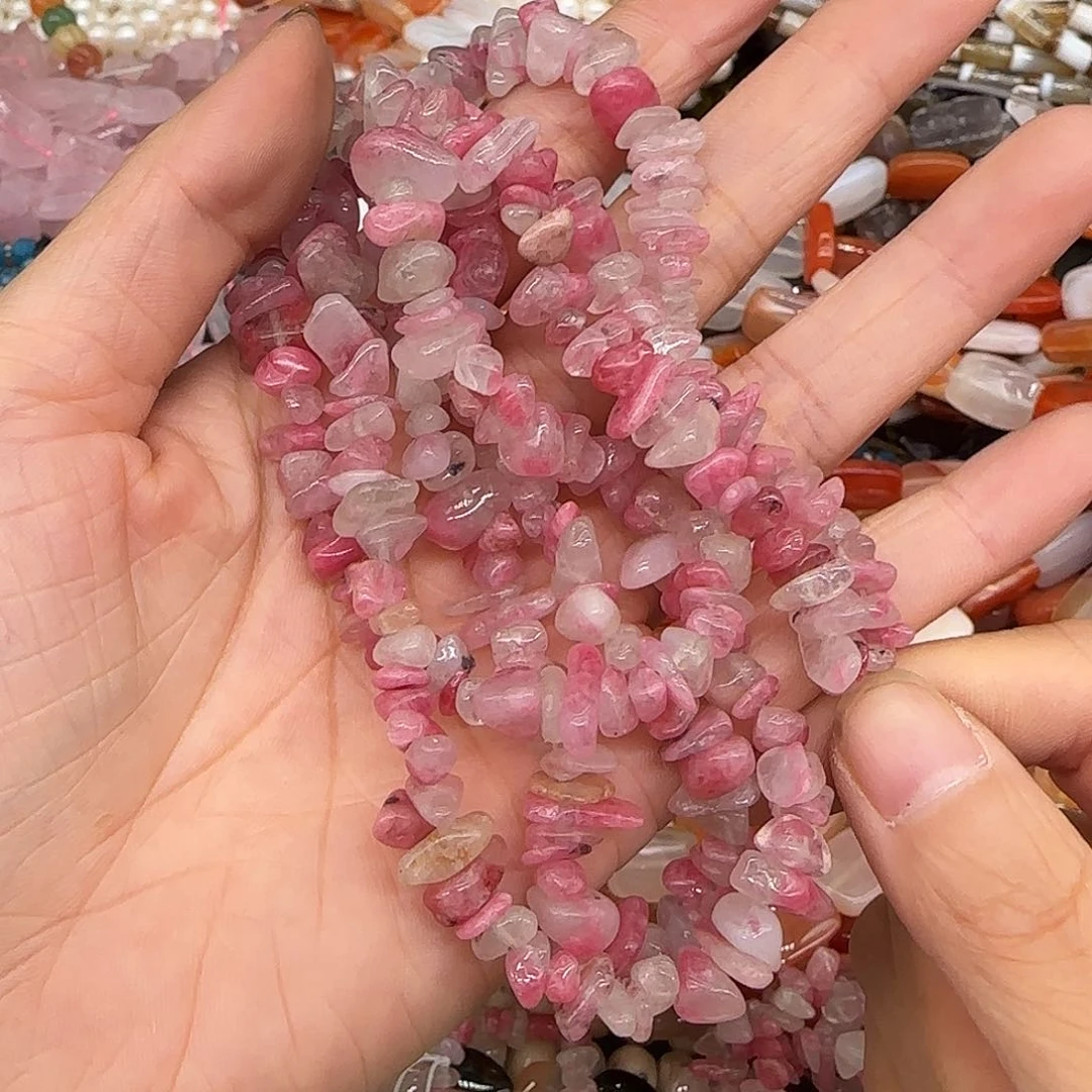 玛瑙/玉髓合金珠宝半成品樱花雨6-8mm随形加长一条