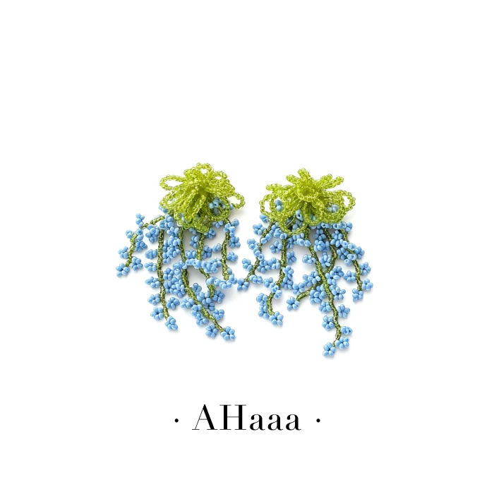 合金耳饰 AHaaa | 假日花海 手工串珠森系度假风小众清新长款耳饰