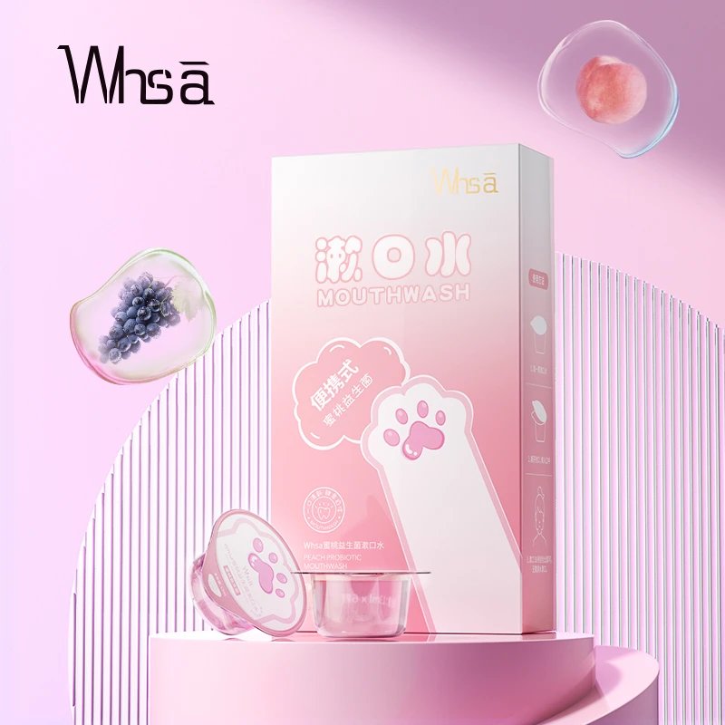 【三盒五盒囤】Whsa蜜桃益生菌漱口水13ml*6颗