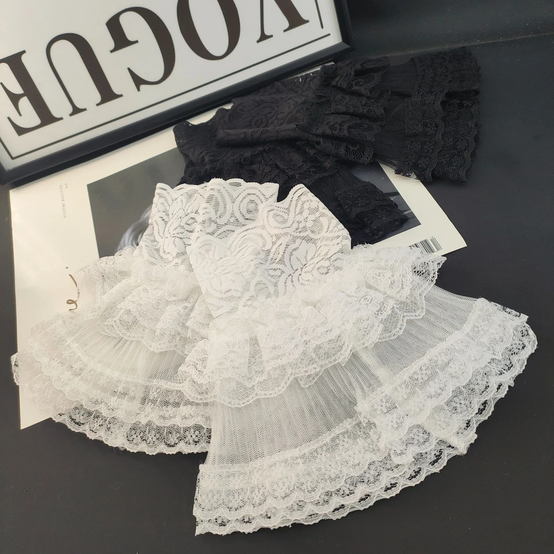 法式经典蕾丝双层花边袖套AZ589