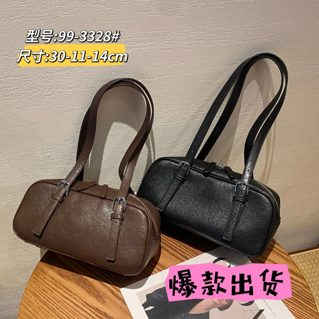 2025新款真皮单肩包复古风方形腋下包纯色女包3328