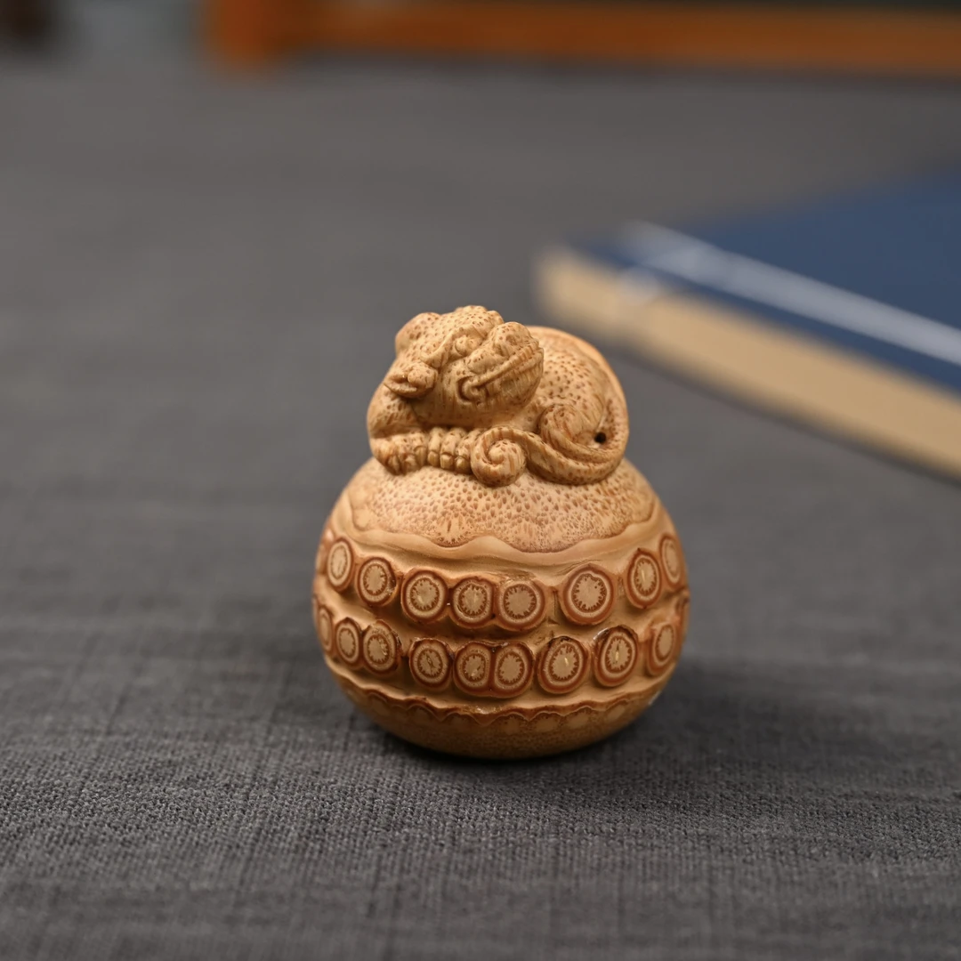纯手工竹根雕铃铛高工雕刻貔貅小铃铛