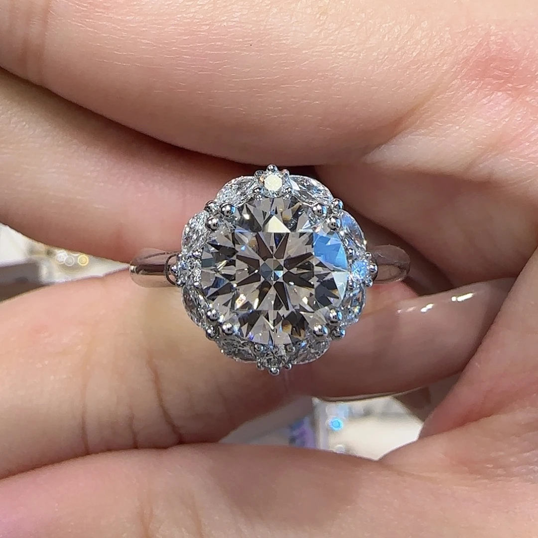 铂Pt950镶嵌实验室培育钻石许妍同款2卡vvs1