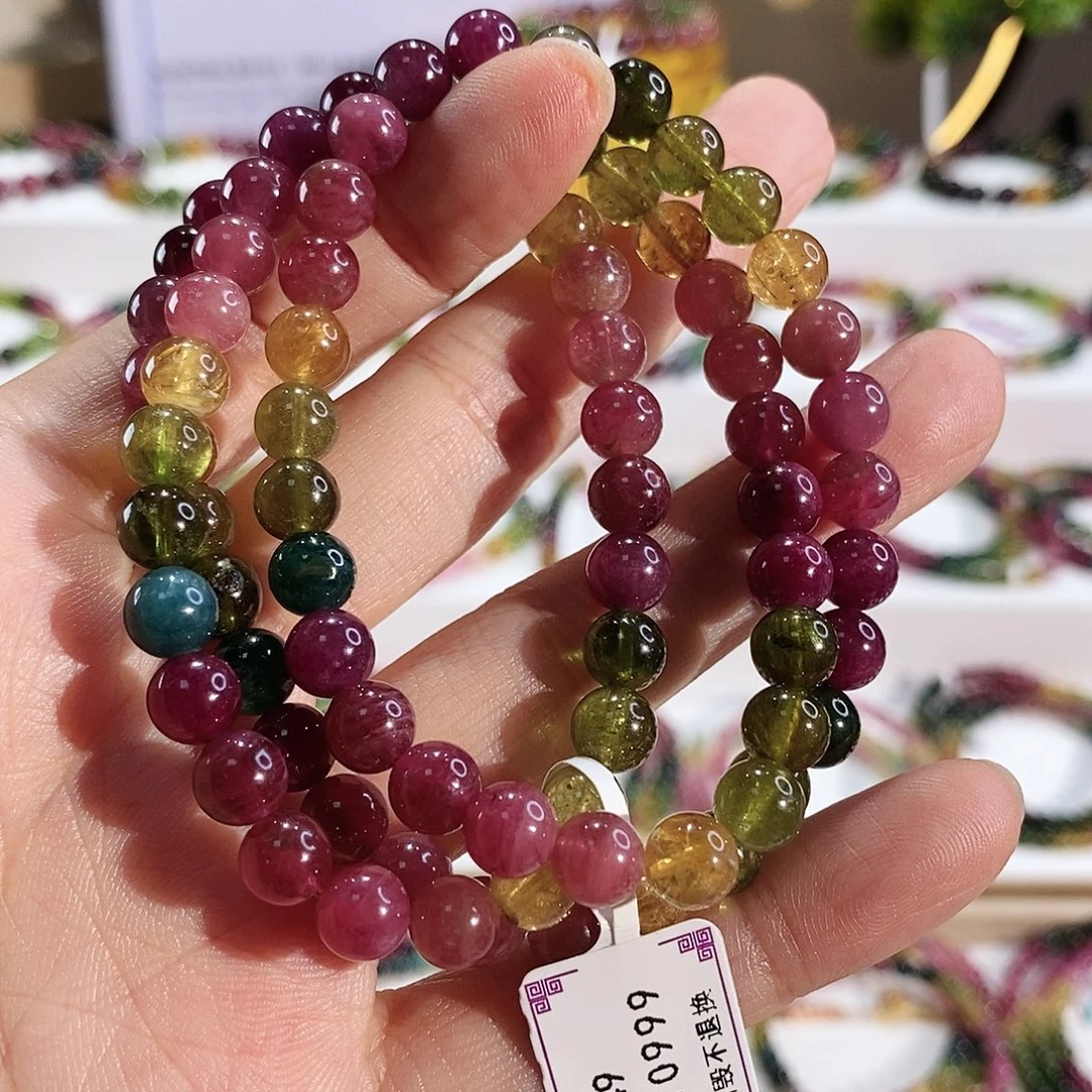 未镶嵌碧玺手串G2349三圈颜色微差