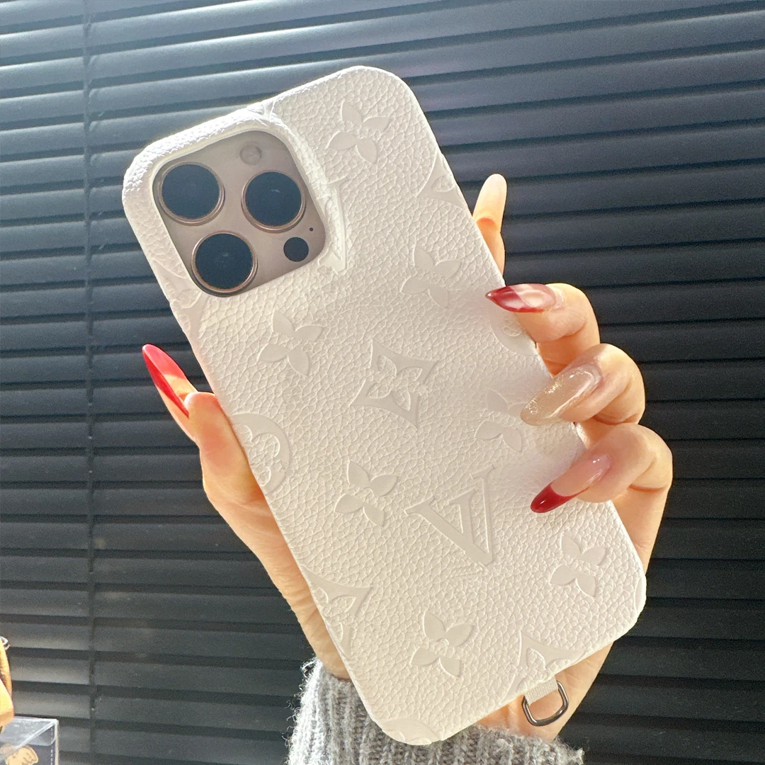 老花压纹皮质磁吸手机壳适用苹果16ProMax简约15高级14舒适13