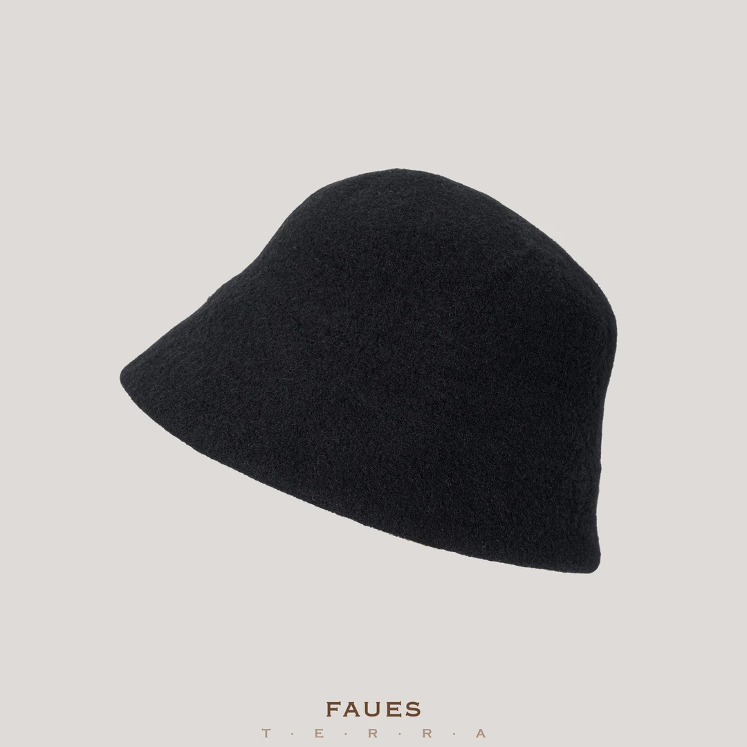 FAUES 墨言山羊绒羊毛梭织轻盈温暖舒适温柔复古可调节渔夫帽盆帽