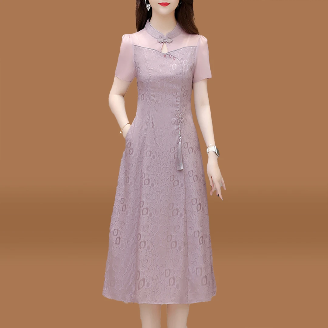 新中式喜婆婆旗袍连衣裙2025新款女夏轻奢高级感爆款裙子