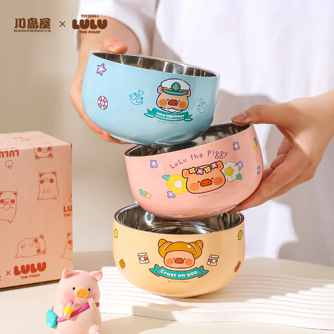 川岛屋&LuLu猪联名 食品级316不锈钢碗儿童吃饭专用碗宝宝辅食碗