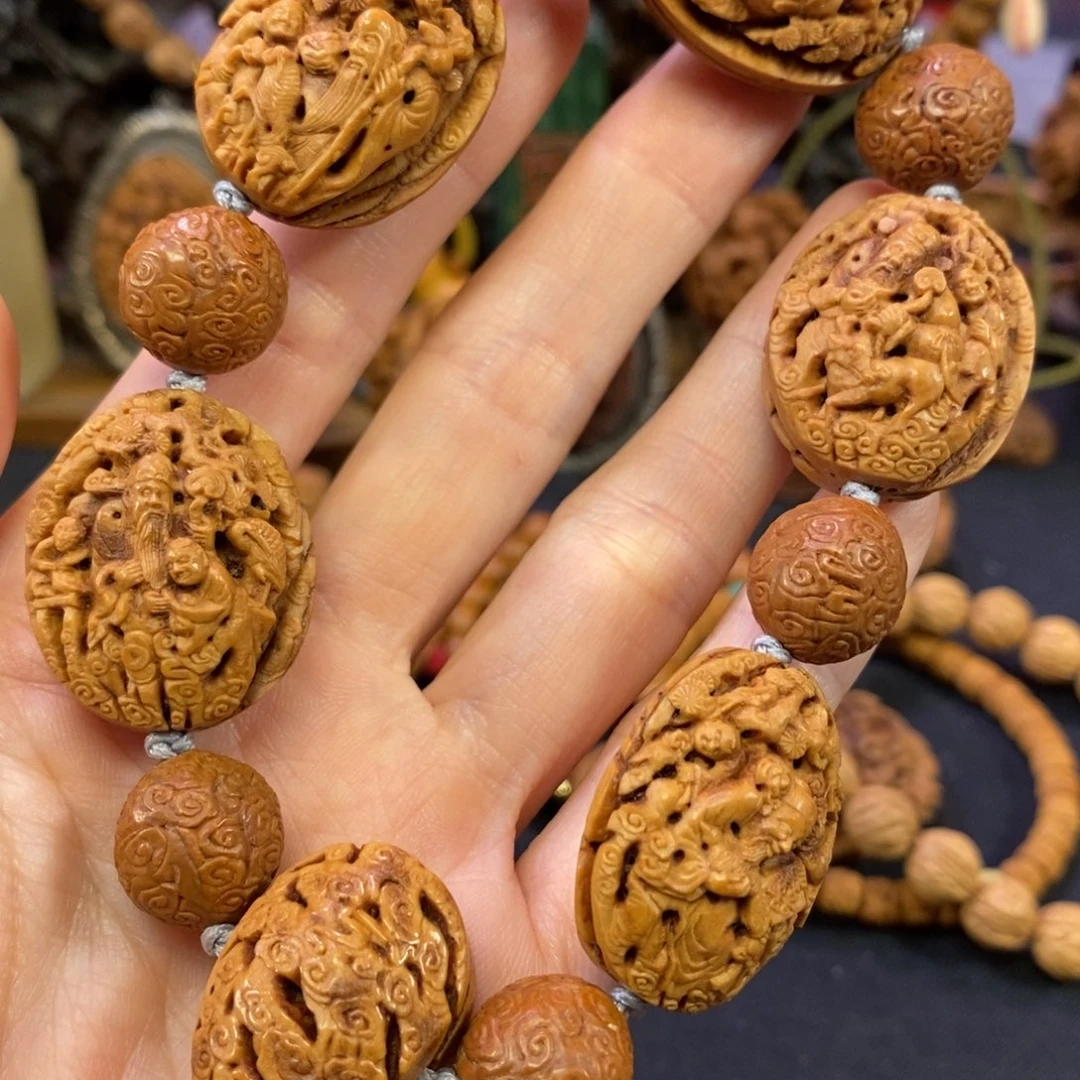 潍坊核雕桃核雕刻福禄寿喜财