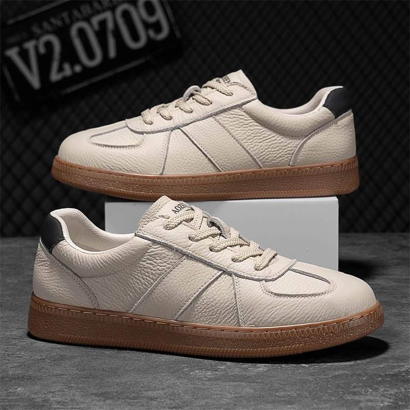 【头层牛皮】2025新款爆款男士真皮男生休闲百搭小白鞋子男款潮板鞋