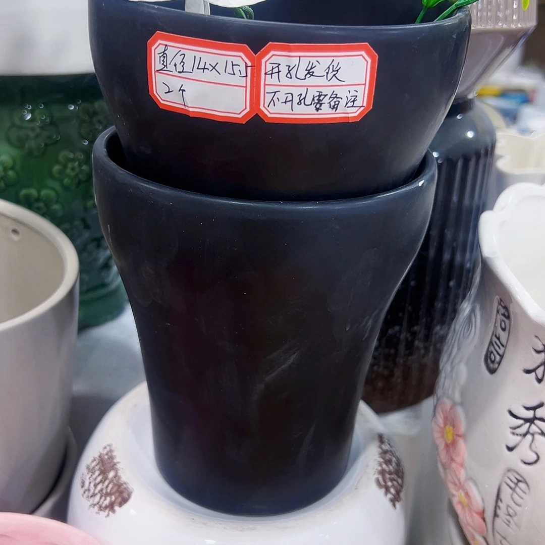 有孔，外贸尾单陶瓷花盆凑单10米包邮