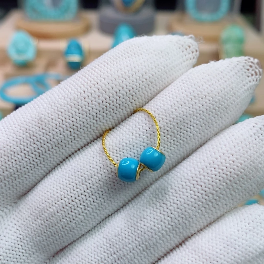 绿松石18K金镶嵌珠宝奇石5.6mm