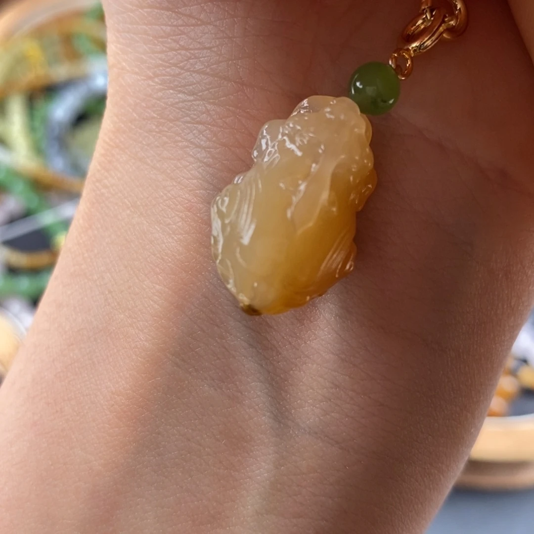 和田玉未镶嵌吊坠(不含链)黄金貔貅吊坠