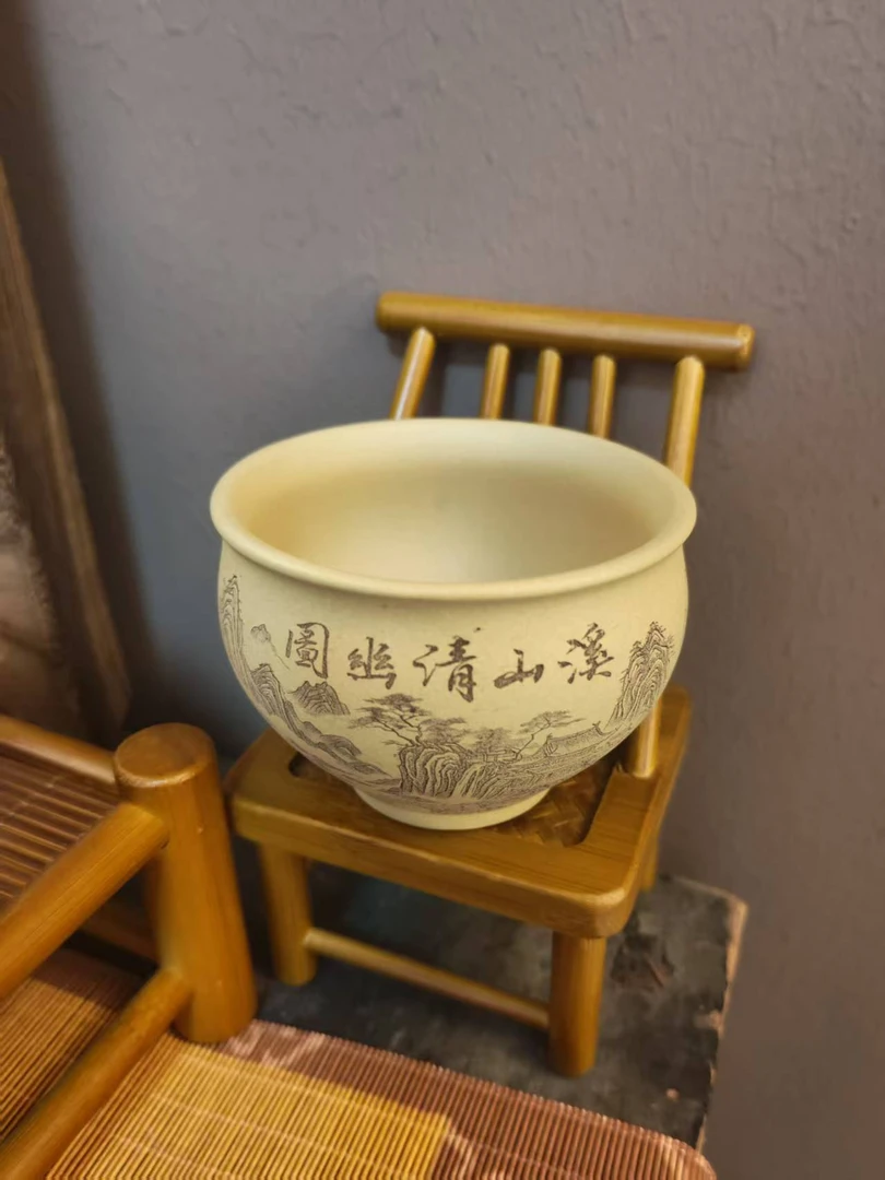 徐俊本山段泥溪山清幽图大口缸主人杯