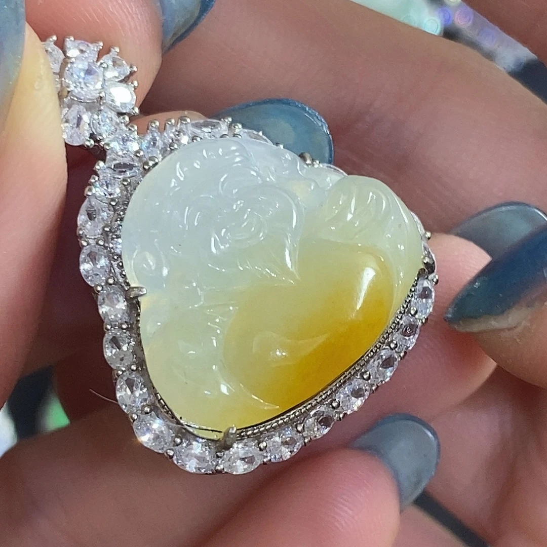 翡翠银S925镶嵌颈饰天然翡翠