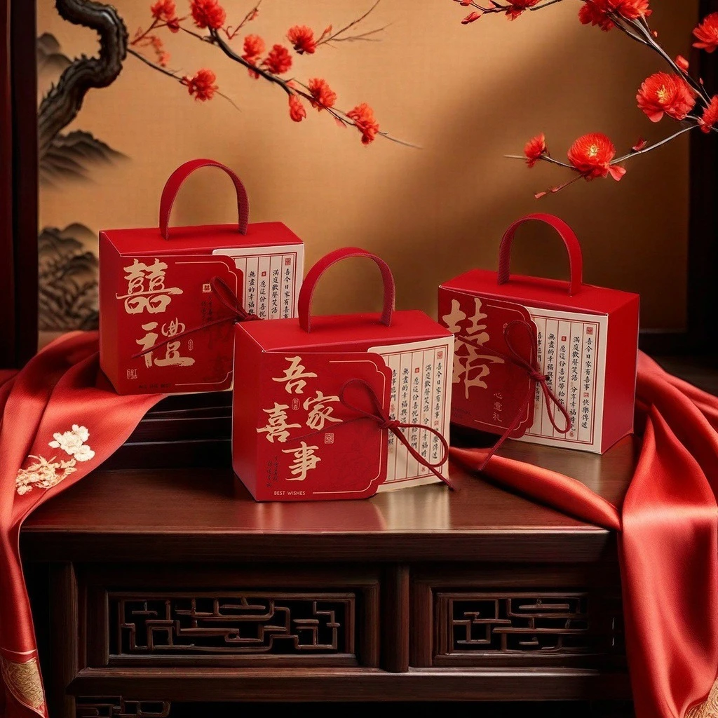 结婚专用中式喜糖盒高级感喜糖盒子空盒婚礼糖盒礼品盒包装盒批发