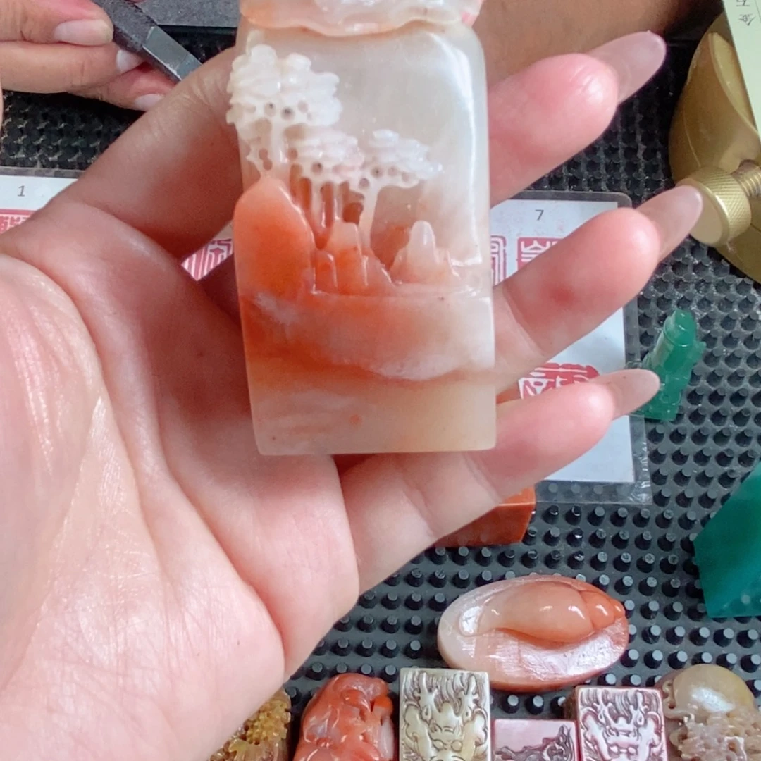 我***雨青田石印石定制398定制