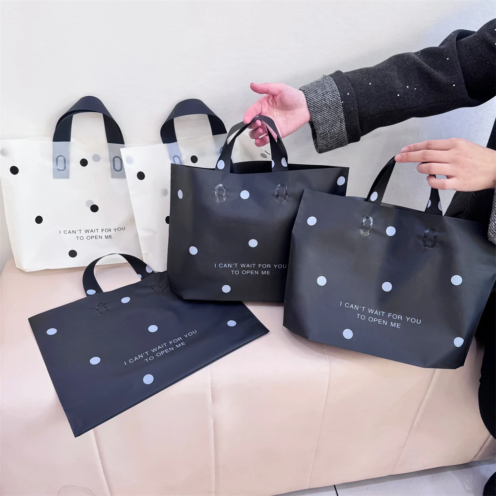 新款磨砂手提袋塑料袋服装店袋子高档礼品袋网红圆点加厚袋定制