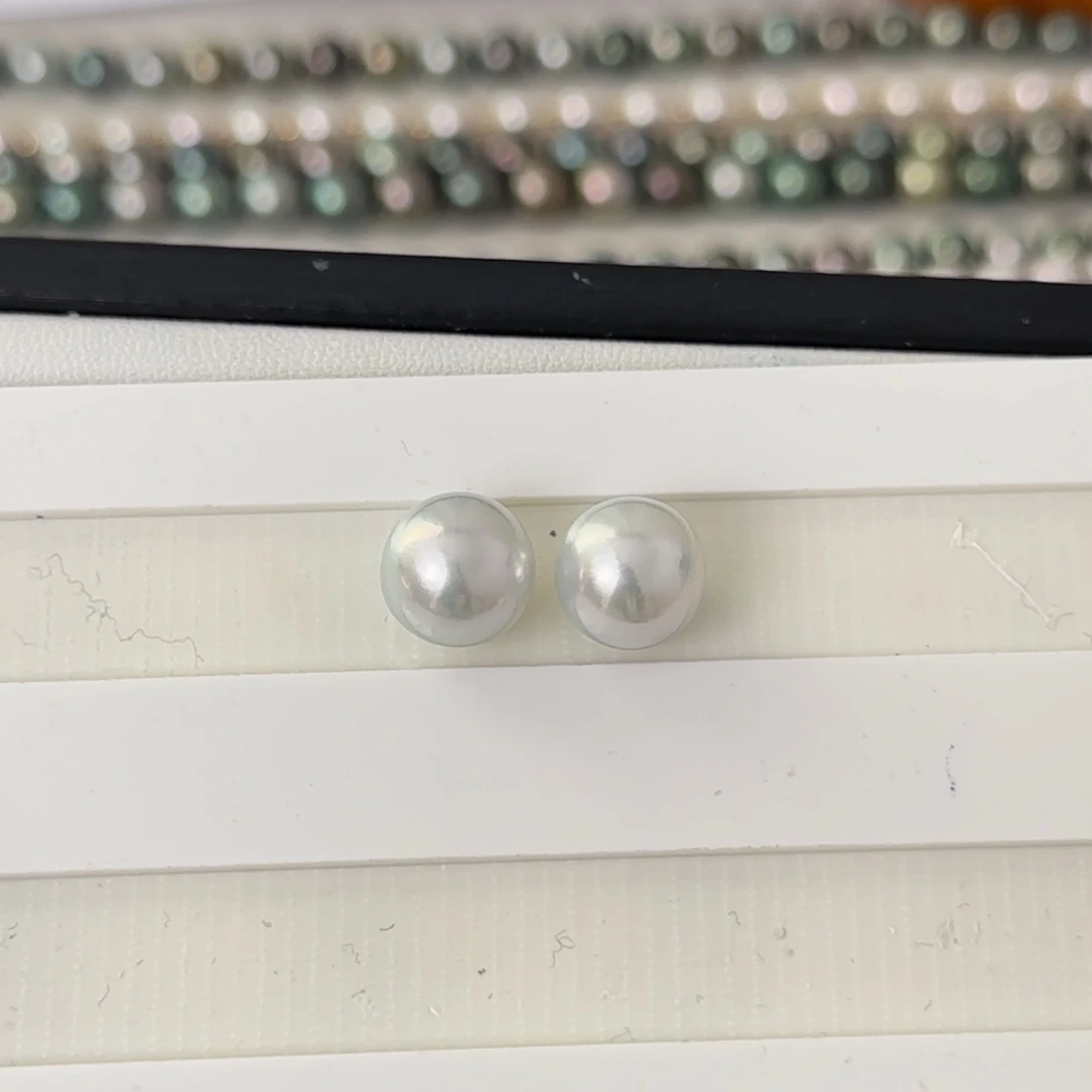 海水珍珠裸珠未镶嵌Z*晓澳白对珠10-11mm可定制爱