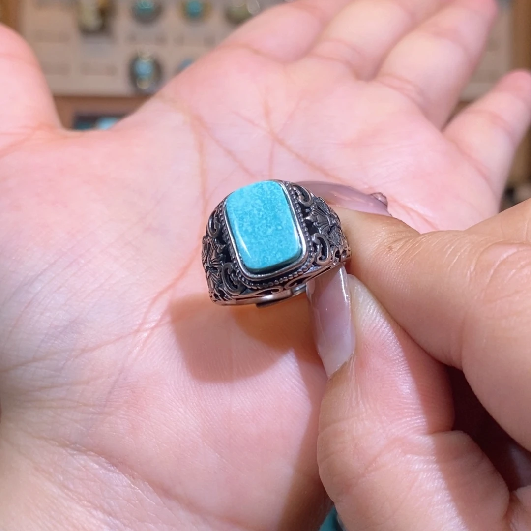 绿松石戒指银S925镶嵌k*戒指