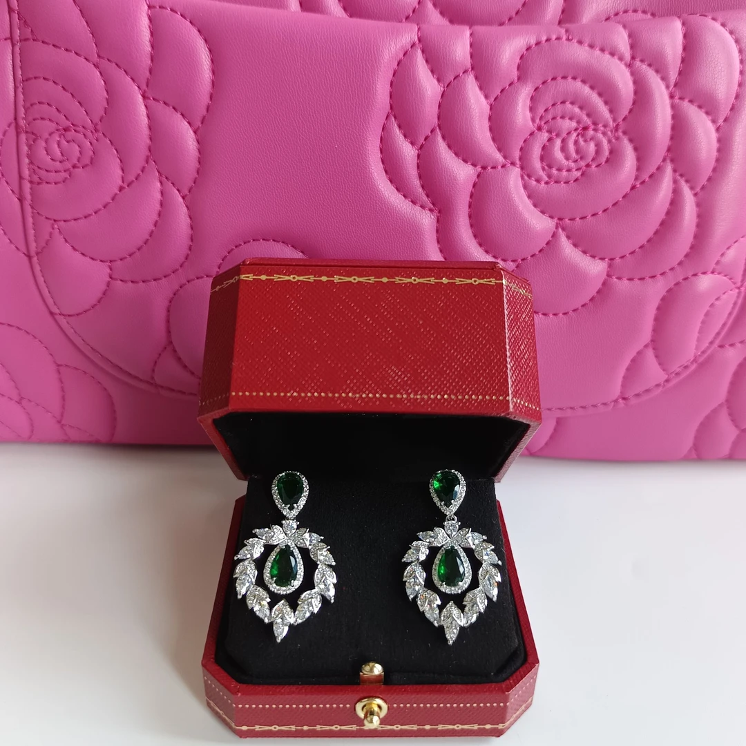 2853绿耳环--高贵女王绿-精工绿耳环赠礼盒