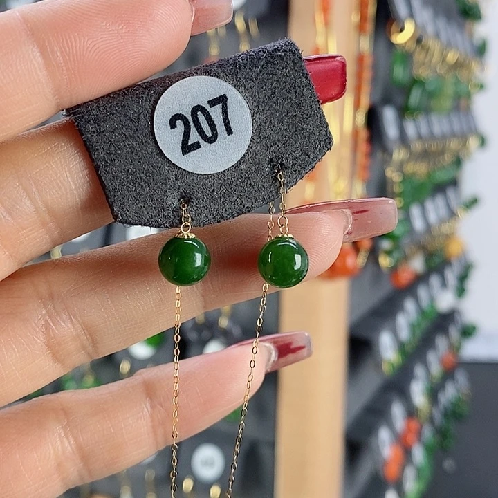 和田玉耳饰18K金镶嵌